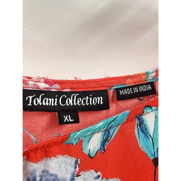 Tolani Narissa Poppy Pink Red Floral Silk Flowy Top Sz XL - Picture 4 of 6